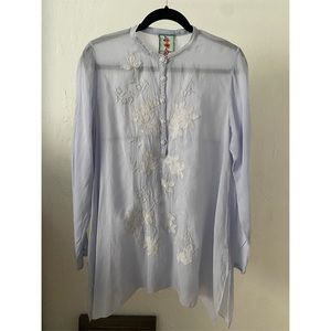 Johnny Was Embroidered Floral Periwinkle Tunic